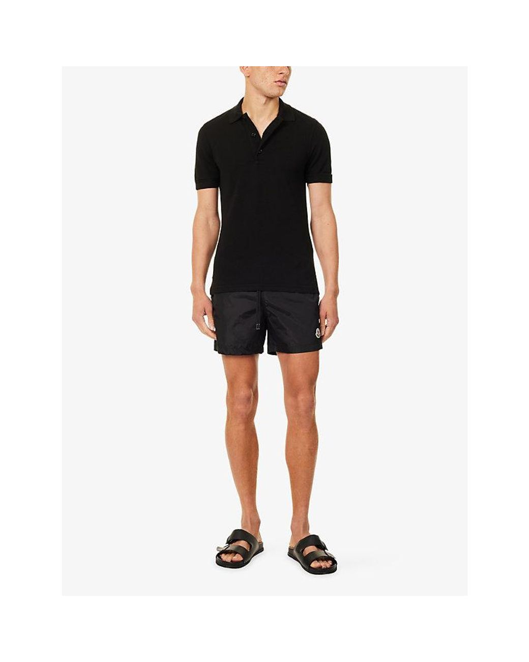 Moncler Black Brand-Badge Swim Shorts for men