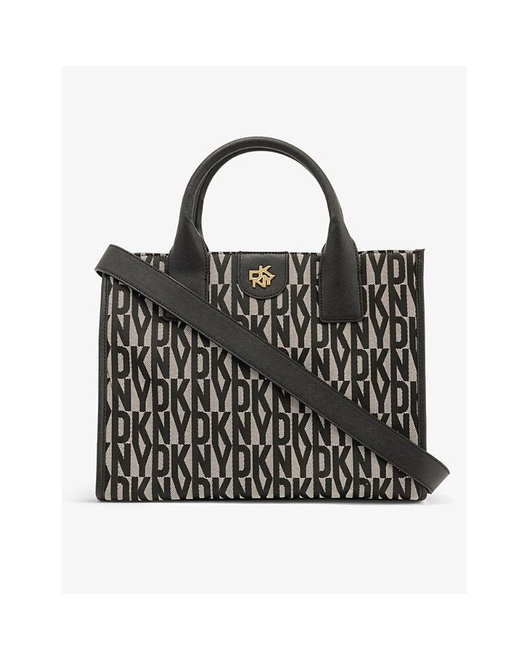 Bolso Bandolera DKNY Carol NS Tote - Cuero Vacuno - Negro Con Detalles Dorados - Ajustable Y Espacioso