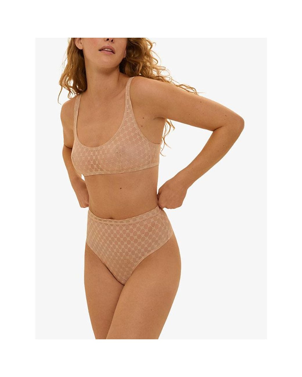Simone Perele Natural Plume High-Waist Shaper Lace Thong