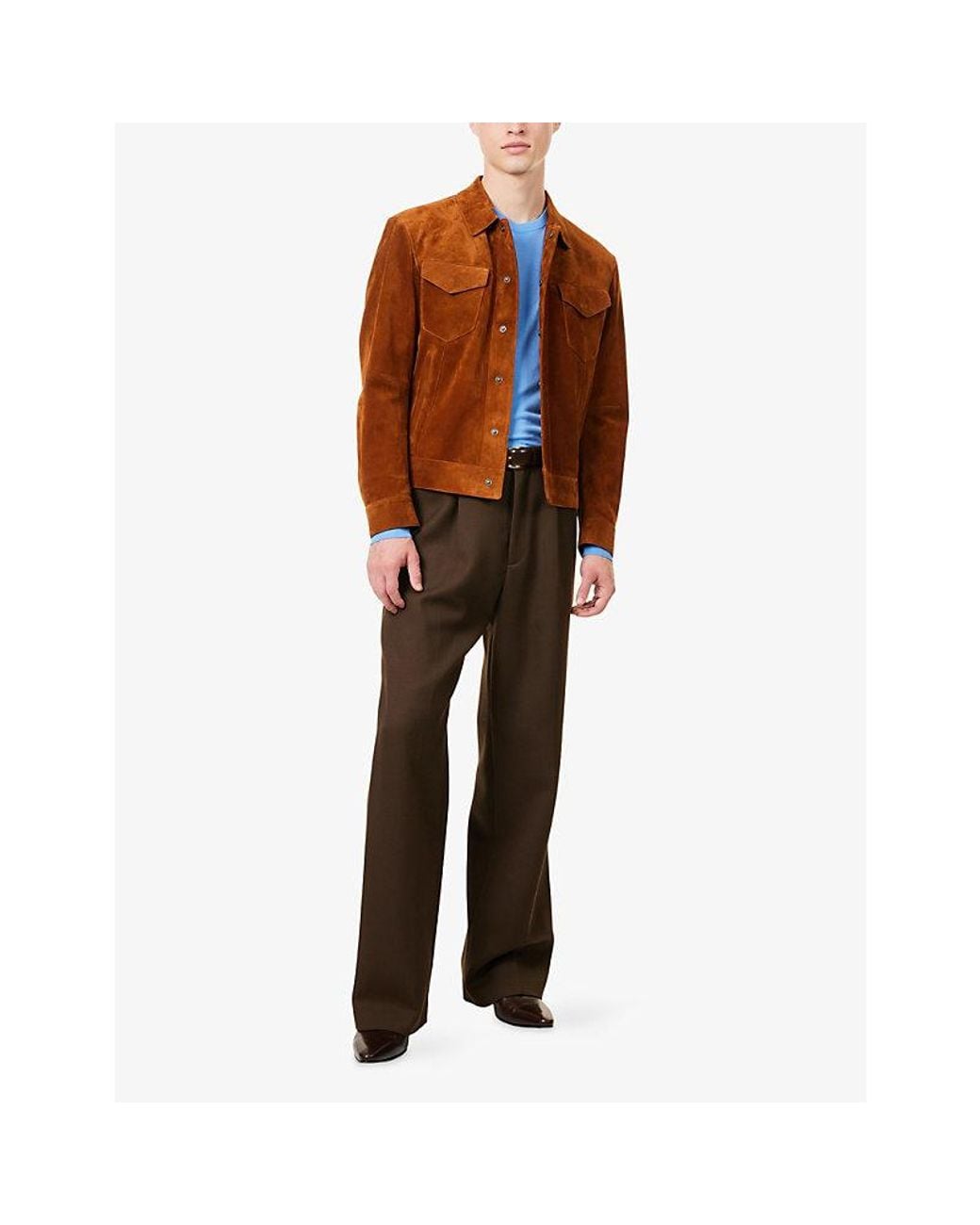 Tom Ford Brown Western Collared Suede Jacket for men