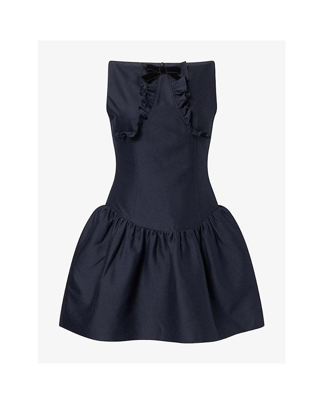 ShuShu/Tong Blue Ruffle-Trim Wool-Blend Mini Dress