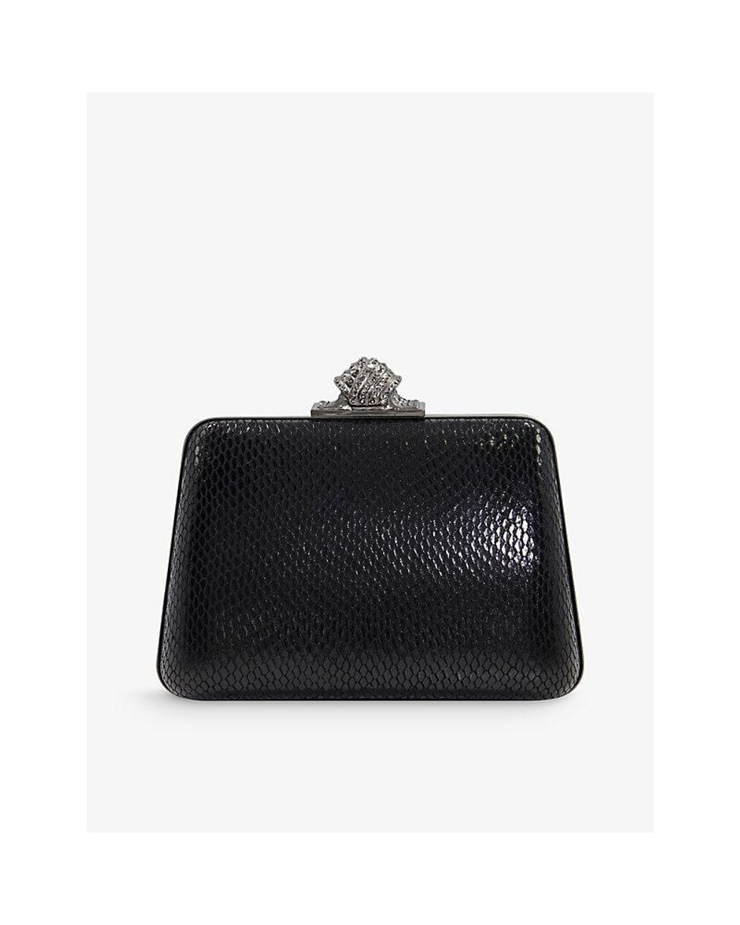 Dune Become Knot-clasp Faux-leather Clutch Bag in Black | Lyst