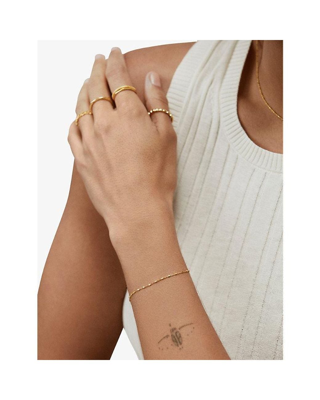 Monica Vinader Natural Station 18Ct-Plated Vermeil Sterling- Chain Bracelet