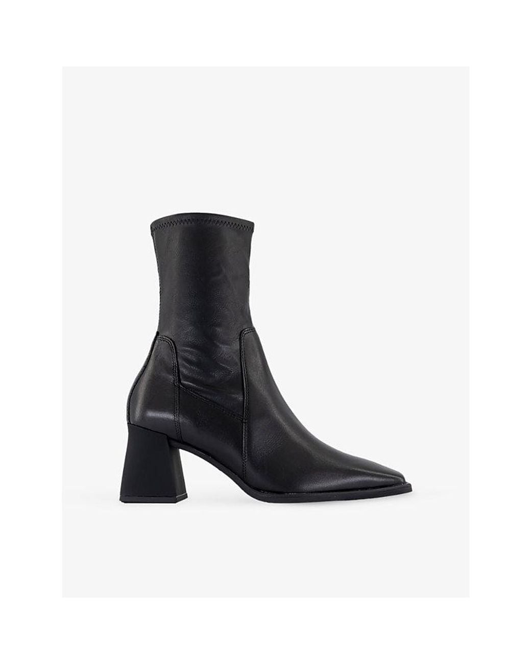 Vagabond Black Flared-Heel Leather Heeled Ankle Boots
