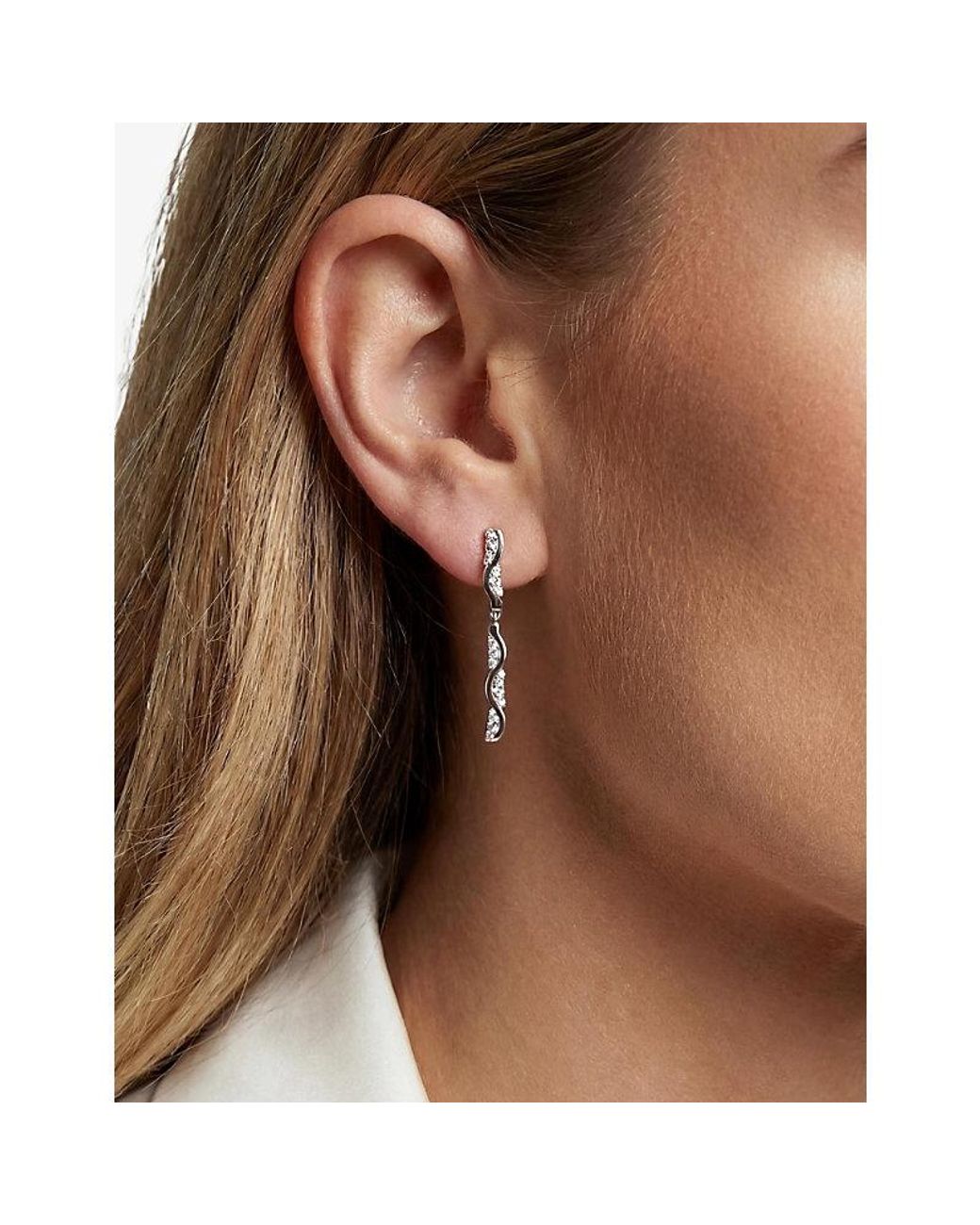 Sif Jakobs White Ellera Waves Altro Lungo Rhodium-Plated Sterling And Cubic Zirconia Drop Earrings