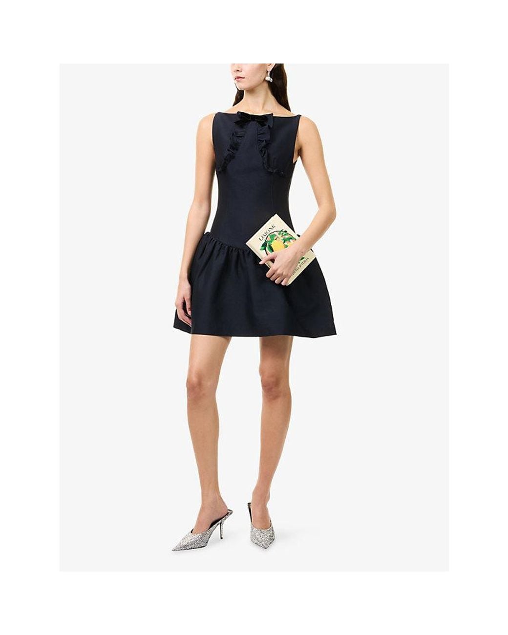 ShuShu/Tong Blue Ruffle-Trim Wool-Blend Mini Dress