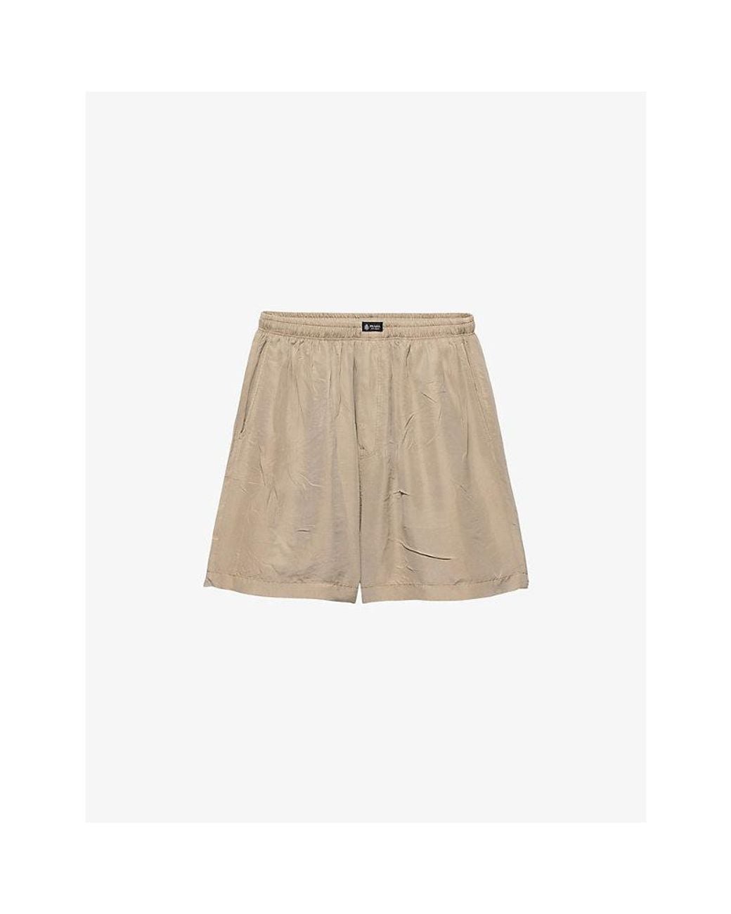 Prada Natural Logo-Patch Silk-Blend Bermuda Shorts for men