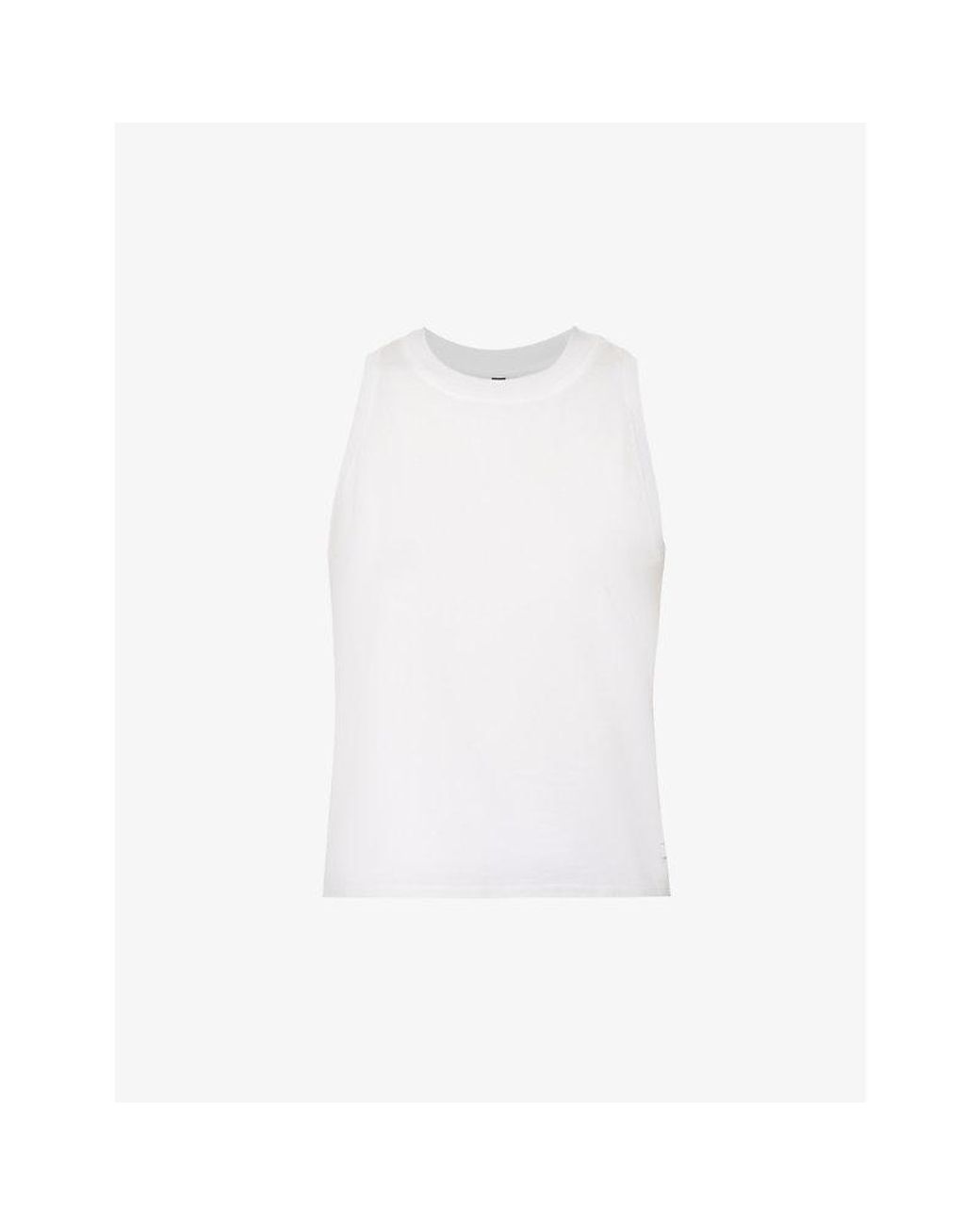 vuori White Energy Sleeveless Logo-Patch Stretch-Jersey Top