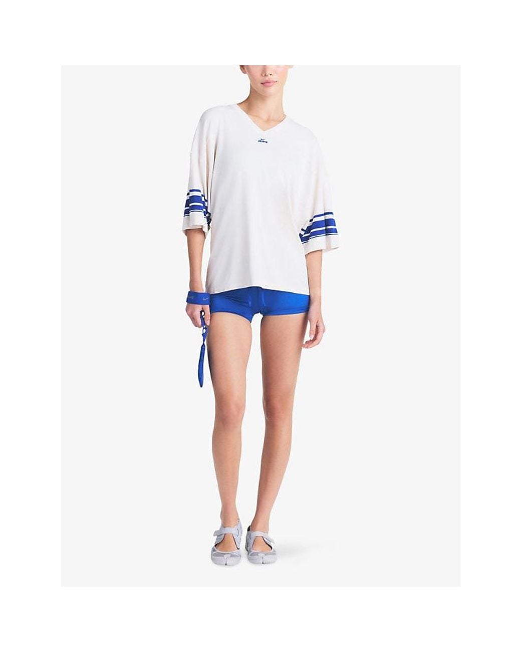 NikeSKIMS White Stretch Knit Oversized V-Neck Top