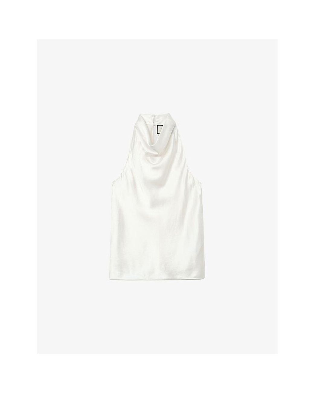 Reiss White Kora Cowl-Neck Silk Top