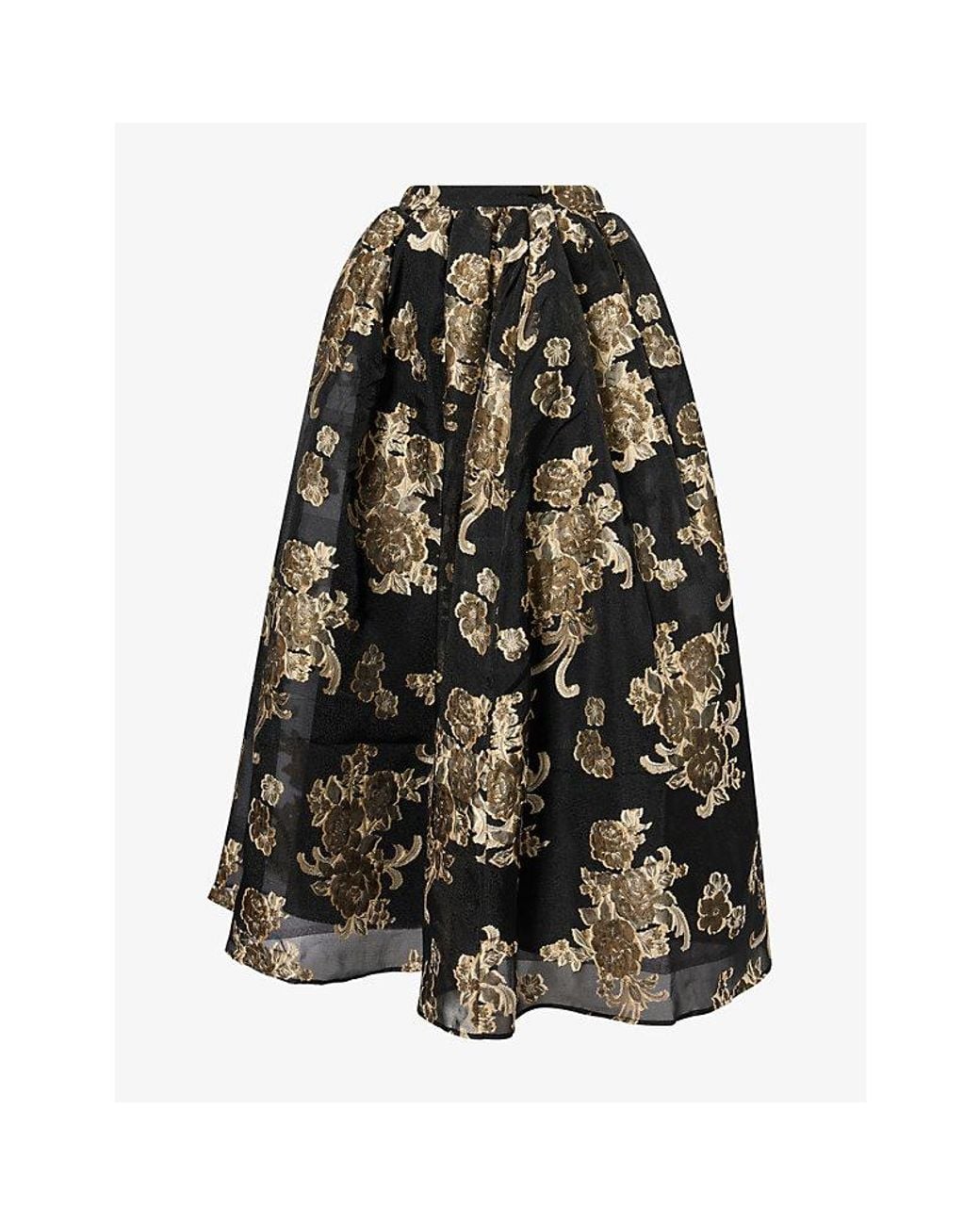 Huishan Zhang Black Miriam Floral Woven Maxi Skirt