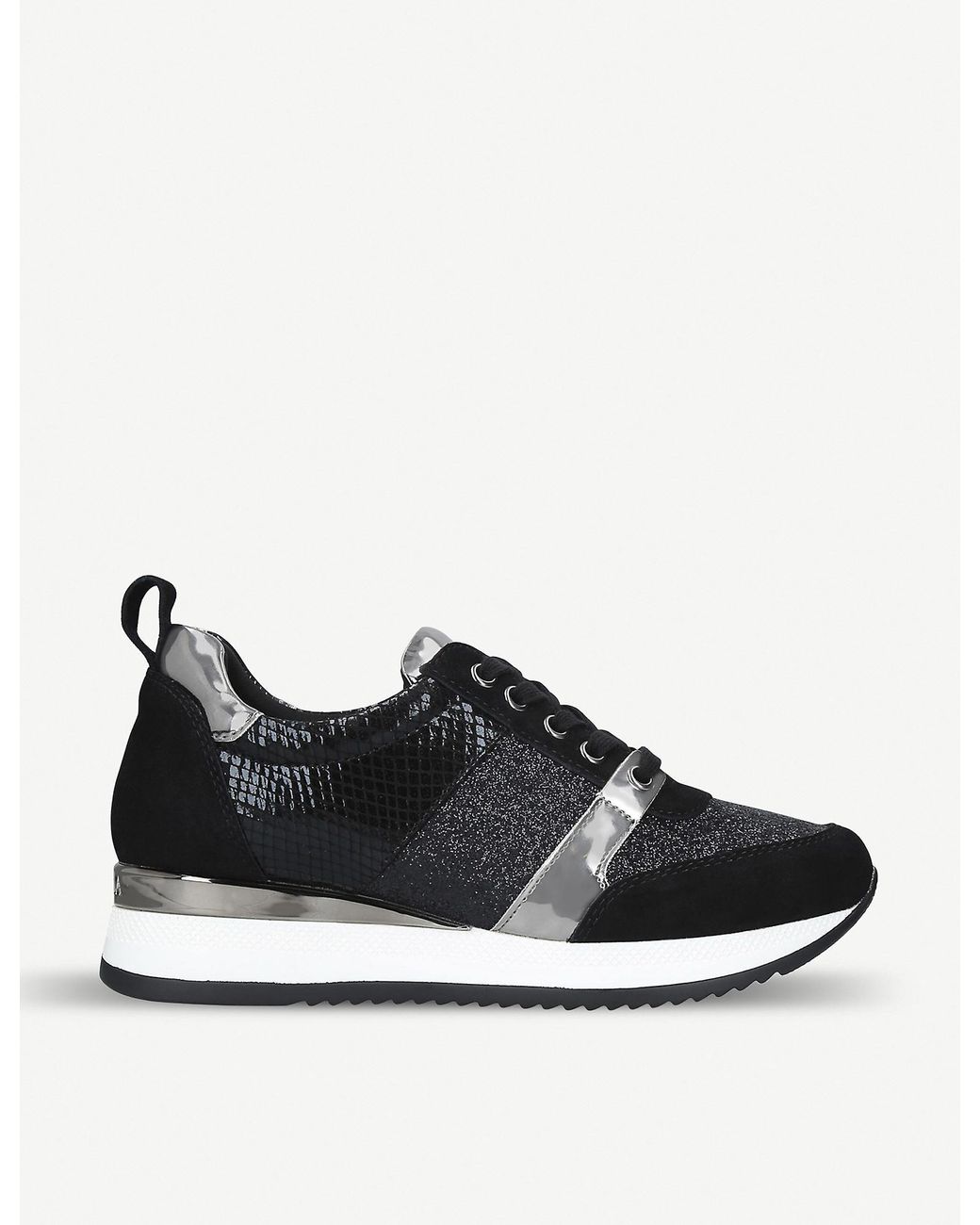 Carvela Kurt Geiger Justified Suede And Glitter Trainers in Black - Save 4% - Lyst