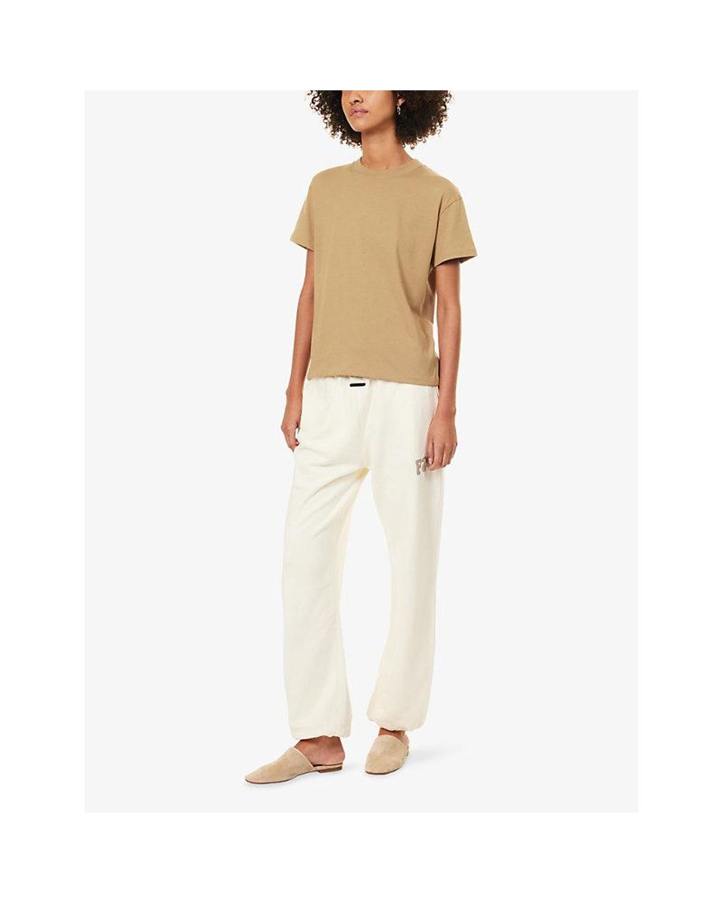 Fear Of God Natural Classic-Fit Brand-Print Cotton-Blend T-Shirt