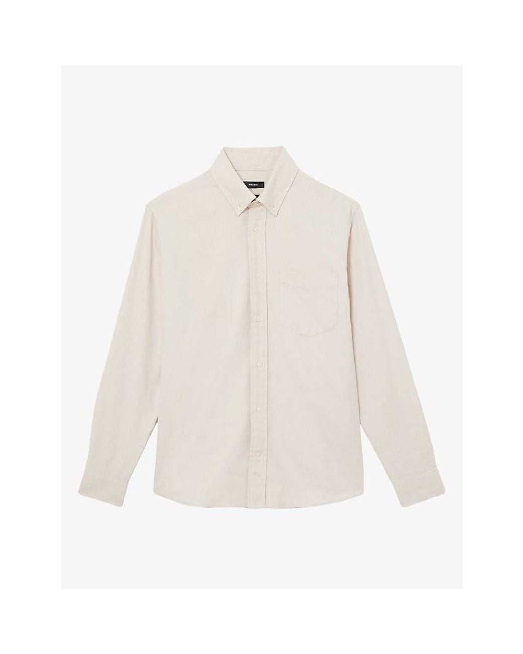 Reiss White Hunt Regular-Fit Cotton-Flannel Shirt for men