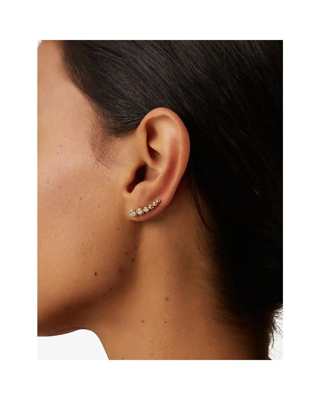 Missoma Metallic Tennis Climber 18Ct Plated Brass And Cubic Zirconia Stud Earrings