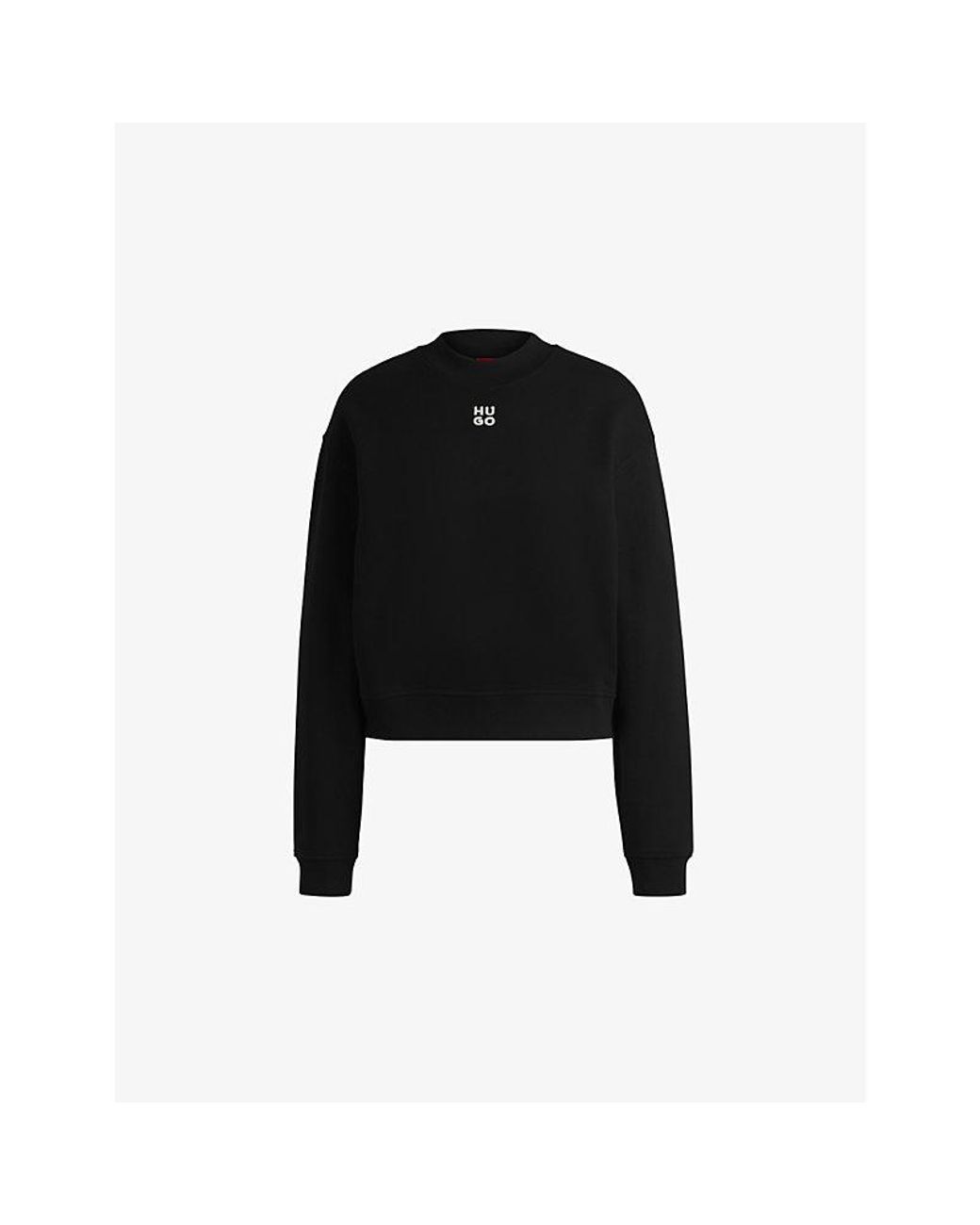 HUGO Black Brand-Embroidered Relaxed-Fit Cotton-Jersey Sweatshirt
