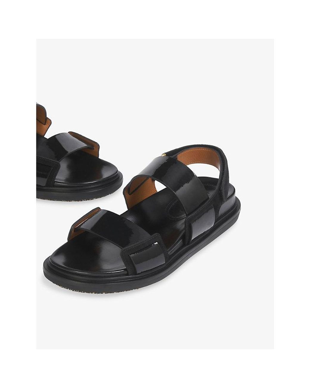 Marni Black Fussbett Double-Strap Leather Sandals