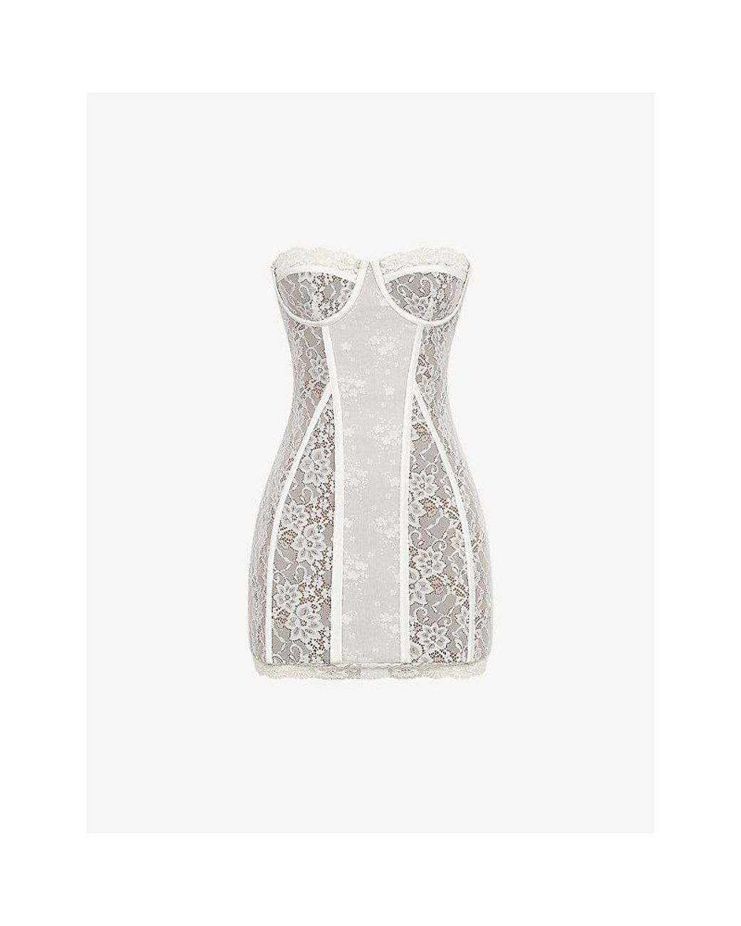 Mistress Rocks Sweetheart-Neck Strapless Stretch-Lace Mini Dress in White |  Lyst UK
