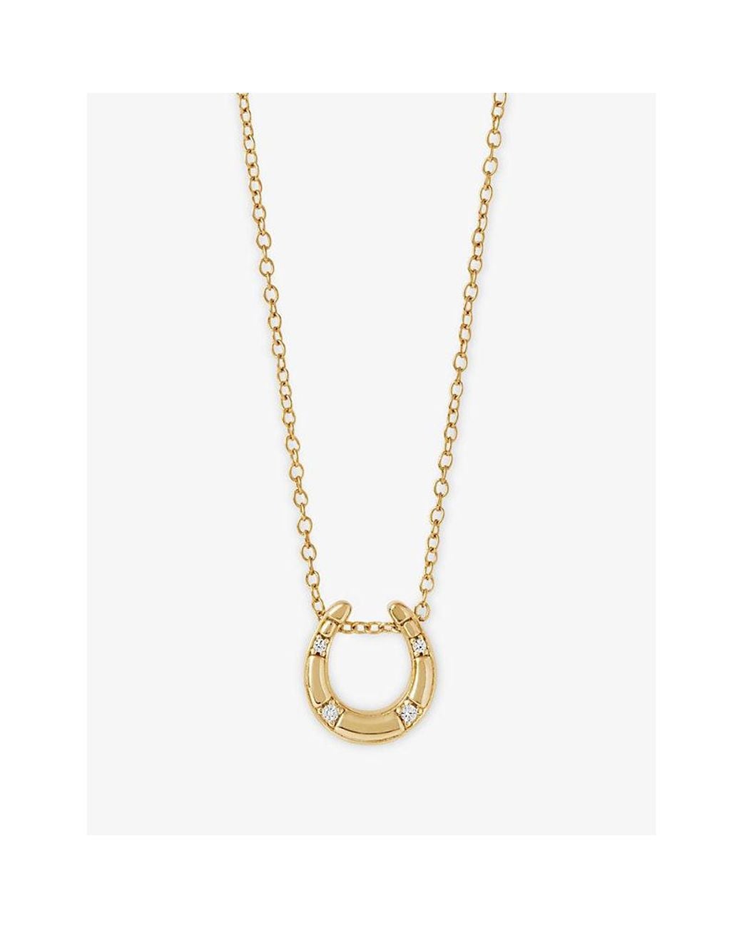 Astley Clarke Metallic Biography Horseshoe 18Ct- Plated Sterling- And Sapphire Necklace