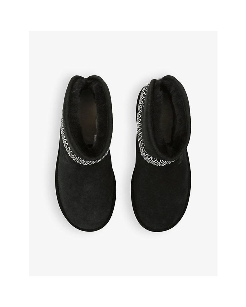 Ugg Black Classic Mini Crescent Suede And Shearling Ankle Boots
