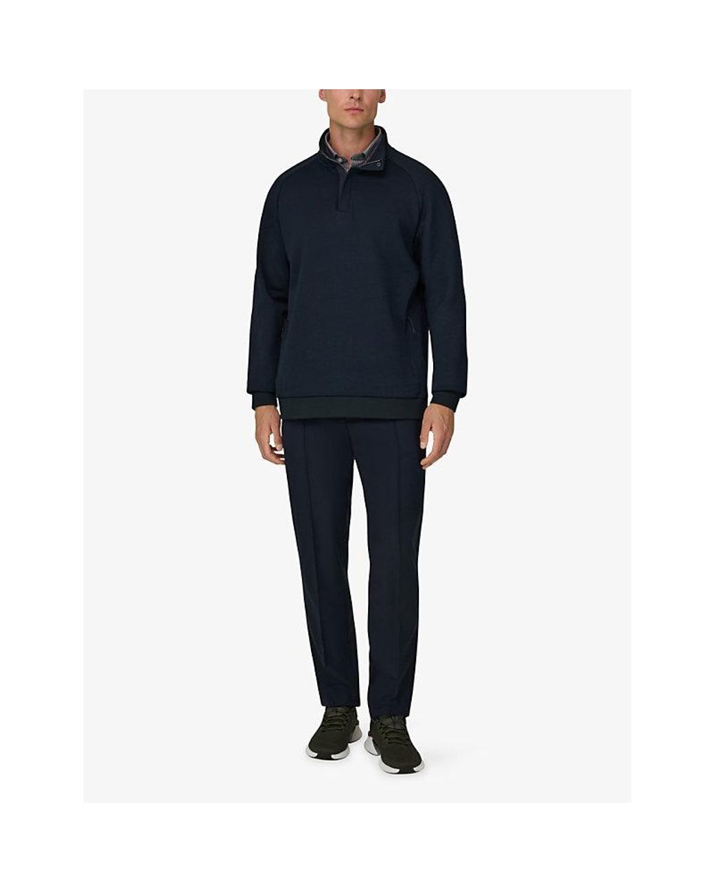 Boggi Blue Half-Zip Stretch-Cotton Sweatshirt for men