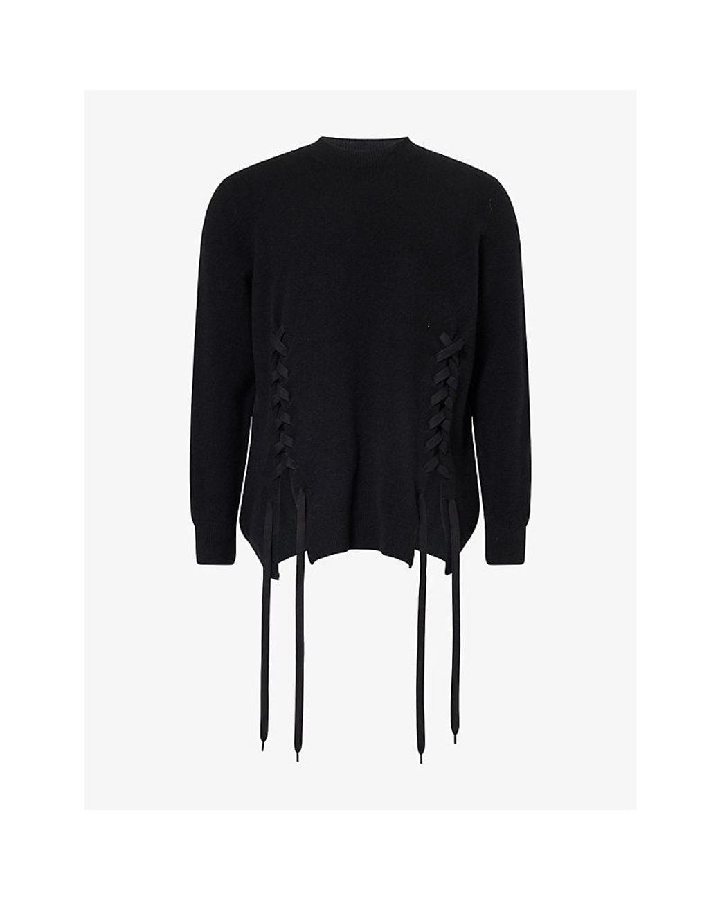 Simone Rocha Black Lace-Up Wool-Blend Jumper for men