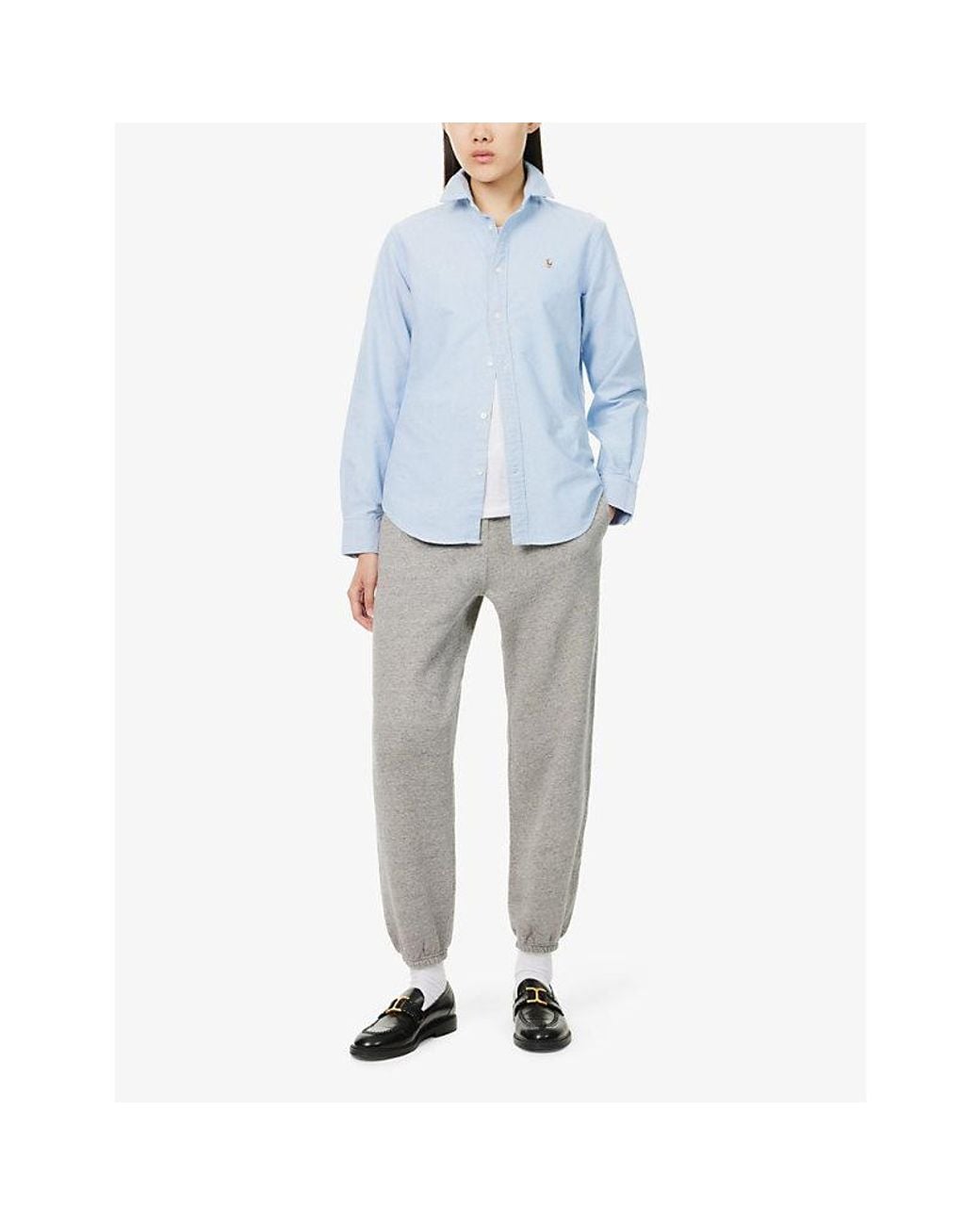 Polo Ralph Lauren Blue Oxford Slim-Fit Basket-Weave Cotton Shirt
