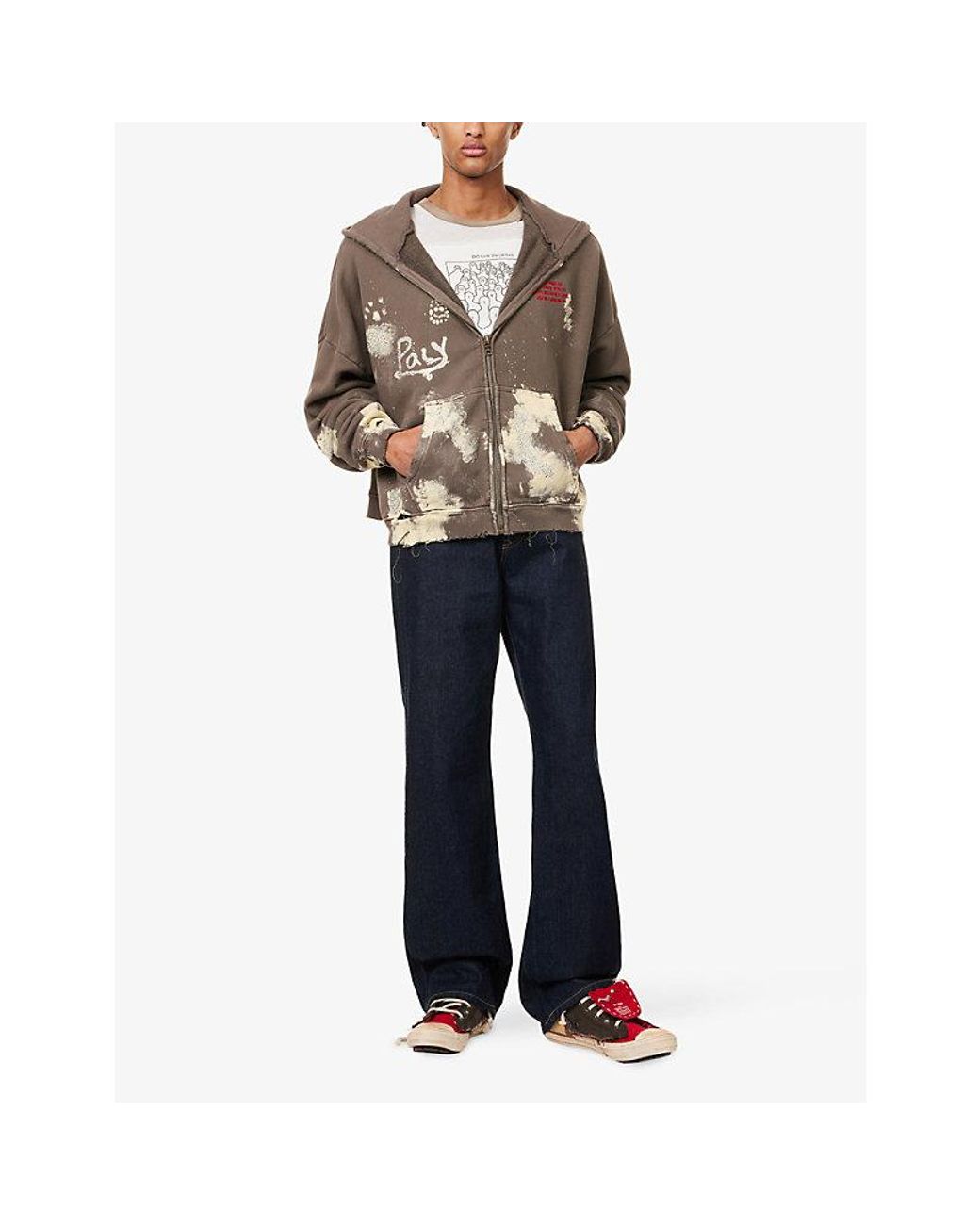 Paly Hollywood Been Amess Zip-Up Cotton Hoody in Brown for Men | Lyst