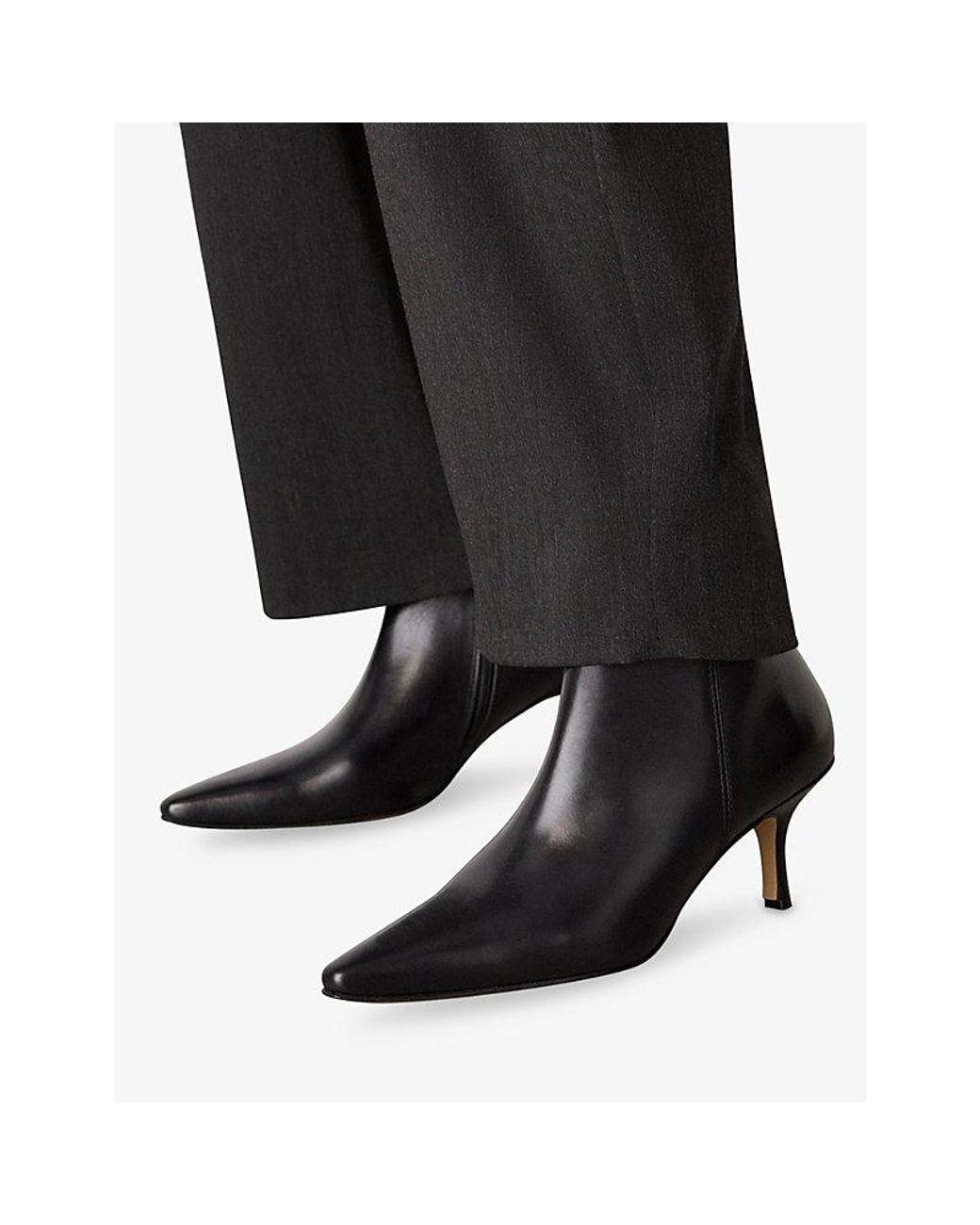 Whistles Black Pointed Kitten Heel Boot