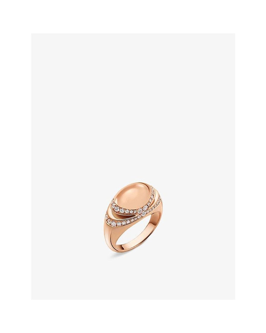 BVLGARI White Cabochon 18Ct Rose- And 0.59Ct Demi Pavé-Diamond Ring