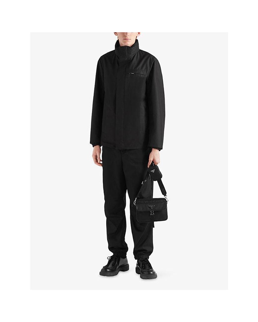 Prada Black Technical High-Neck Blouson Woven Jacket for men
