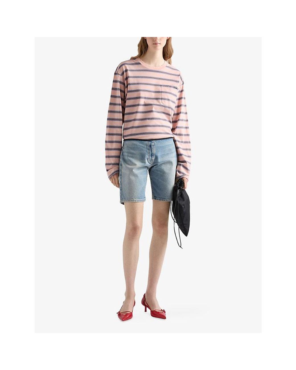Prada Blue Washed Denim Bermuda Shorts