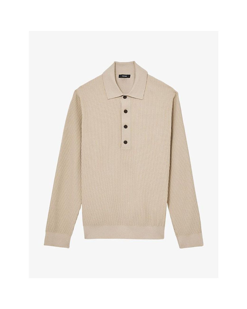 Reiss Natural Admiral Ribbed Half-Button Woven Polo Shirt for men