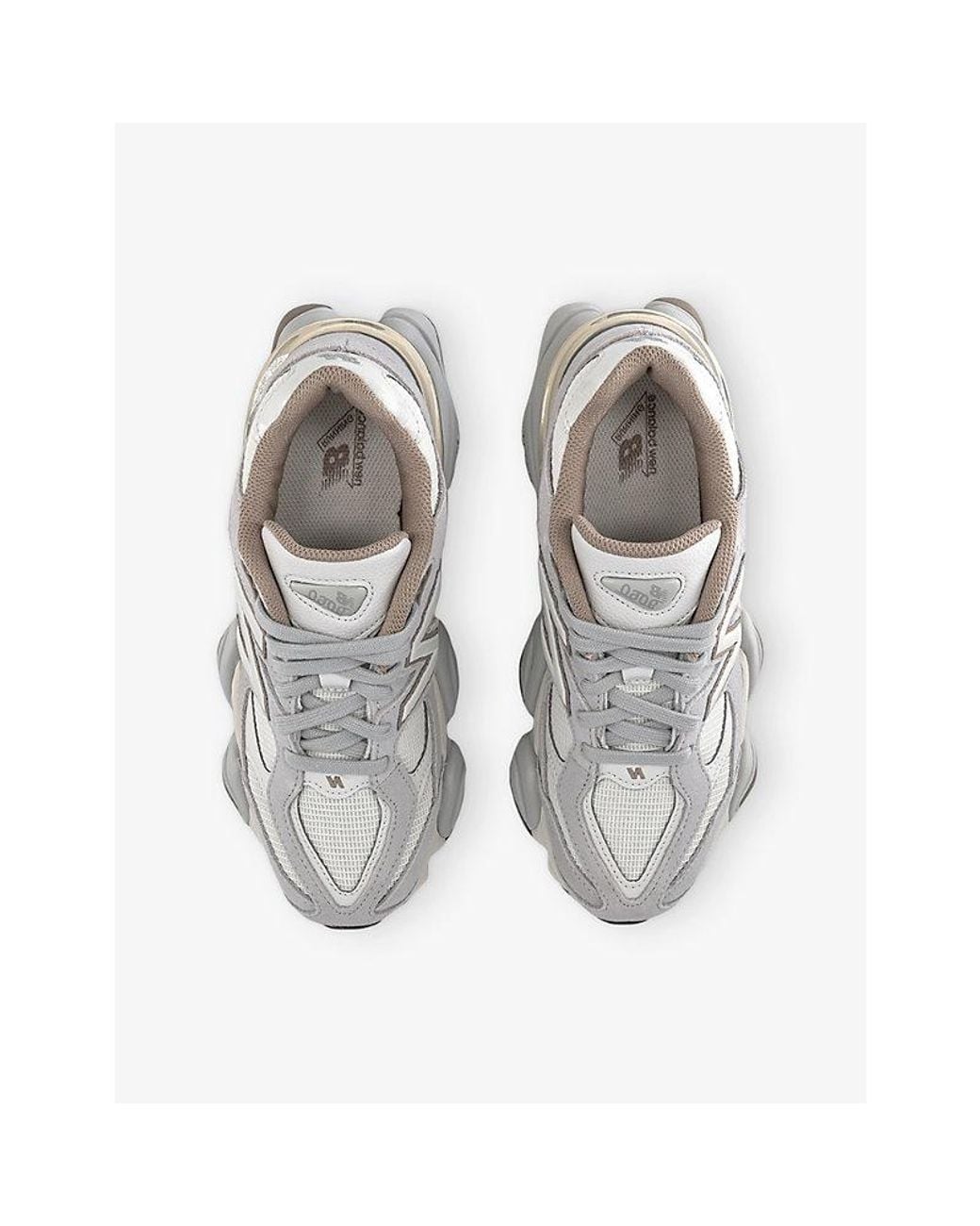 New Balance White 9060 Suede And Mesh Trainers