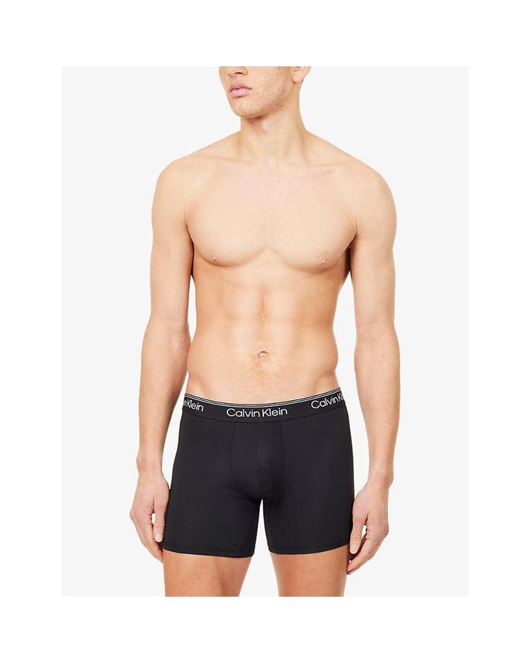 Calvin Klein Black Microfiber Branded Pack Of Three Stretch-Woven Boxer Briefs for men