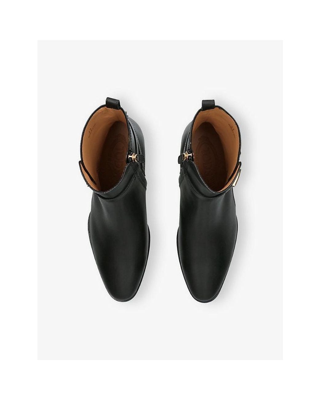 Tod's Black Gomma Buckled Leather Heeled Ankle Boots