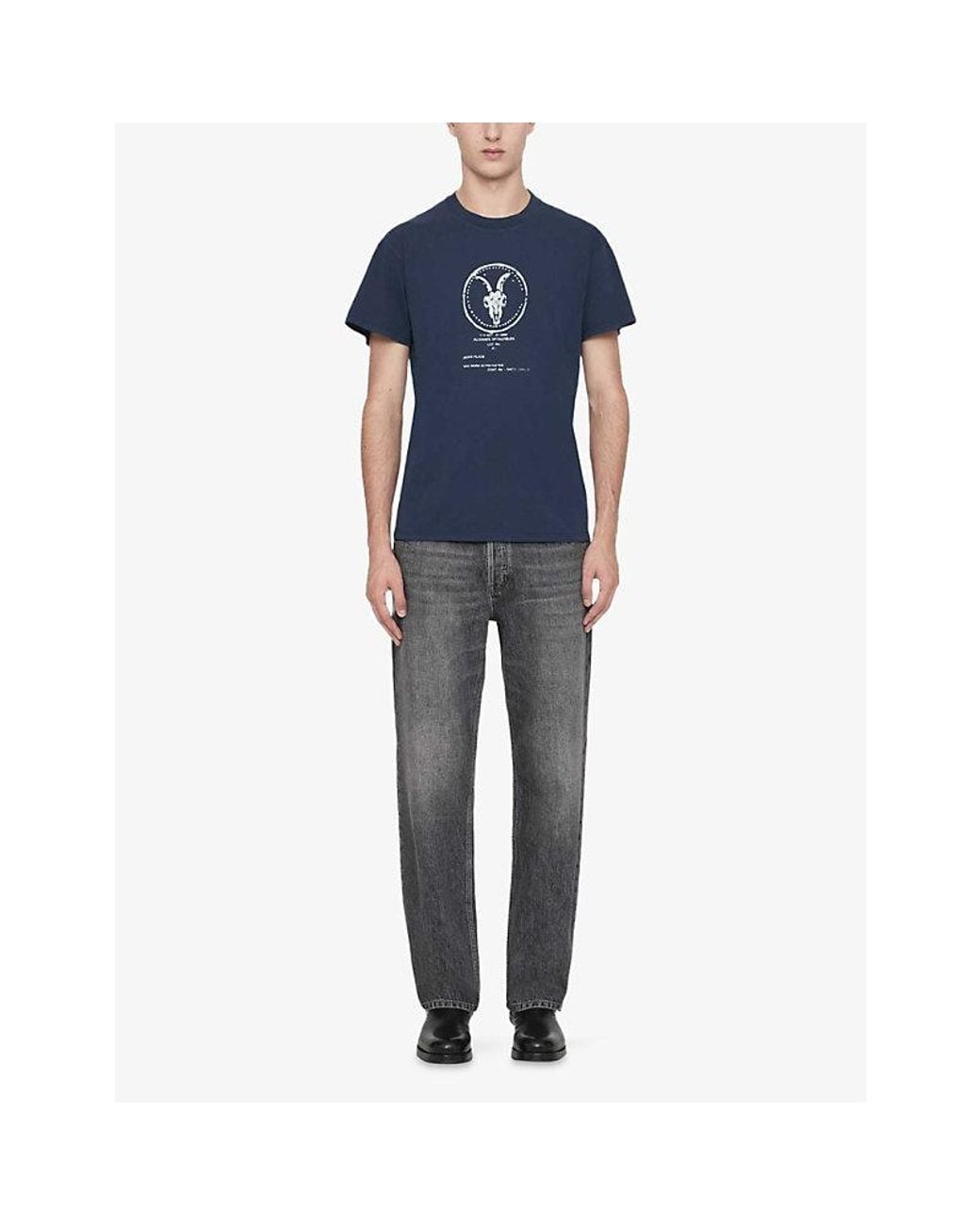 AllSaints Blue Tier Logo-Print Cotton T-Shirt for men