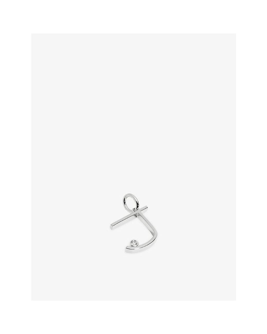 Monica Vinader White Initial J Solitaire Lab-Grown Diamond And Sterling Pendant Charm