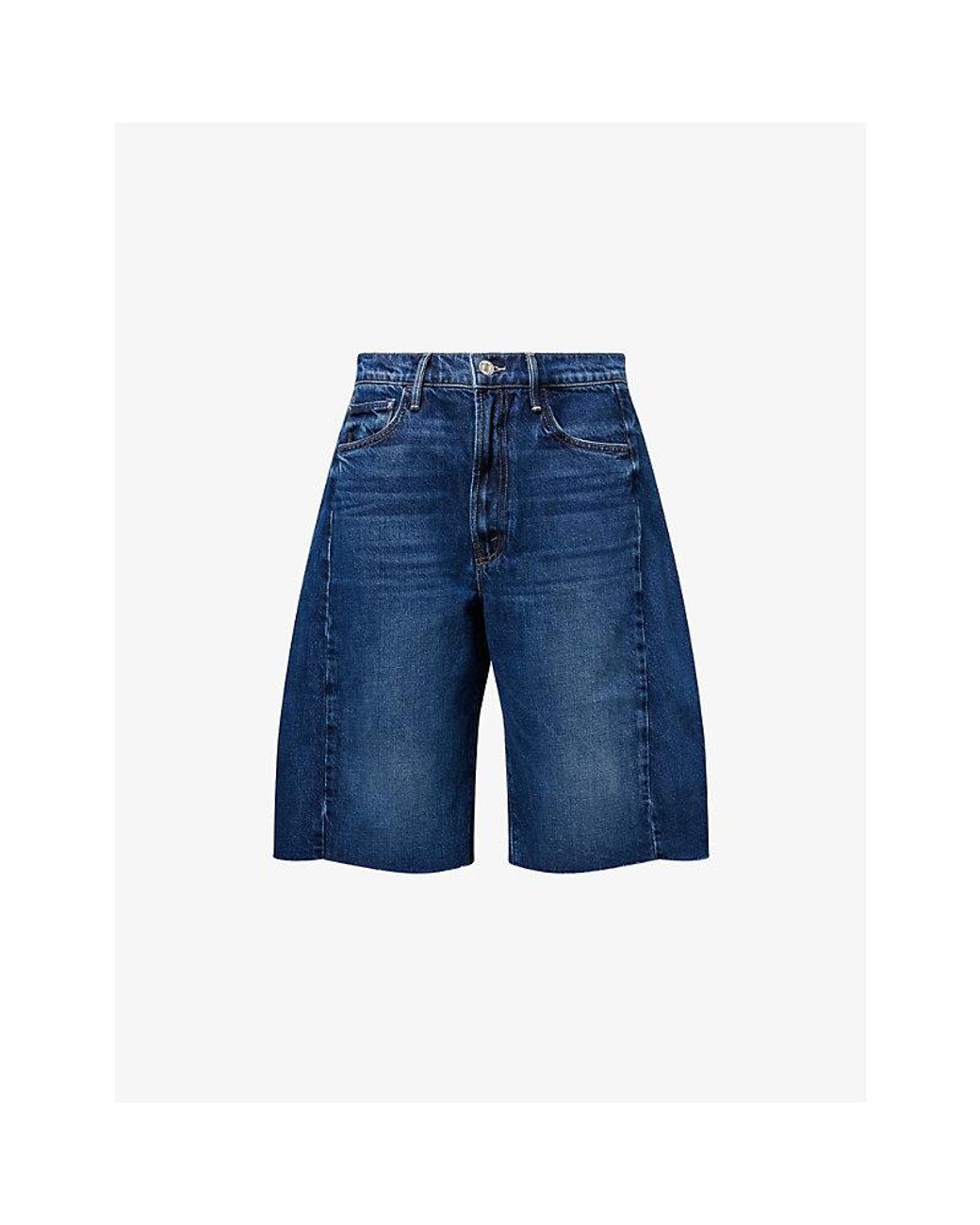 Mother Blue The Halfpipe Wide-Leg Denim Bermuda Shorts