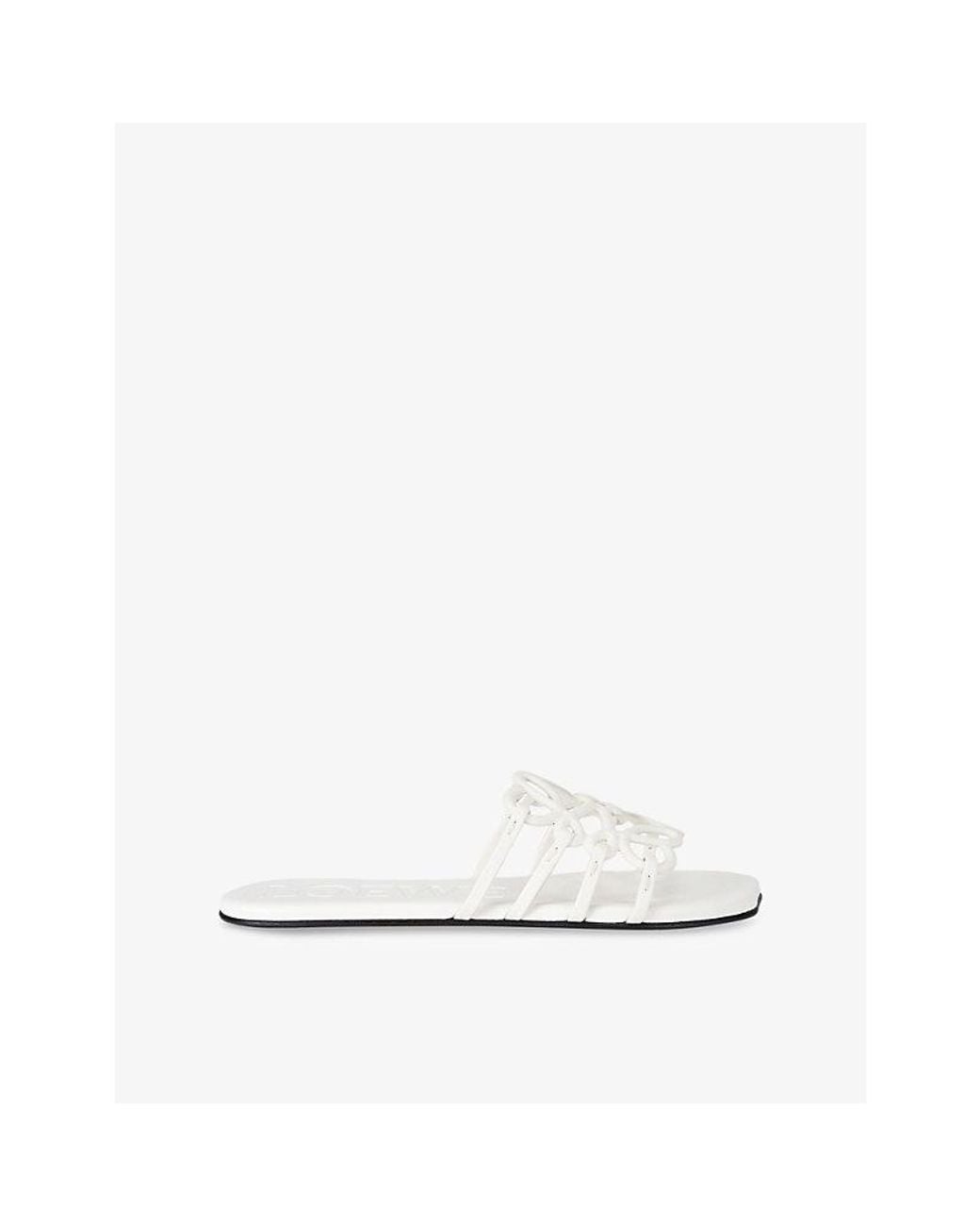Loewe White Petal Anagram Leather Sliders