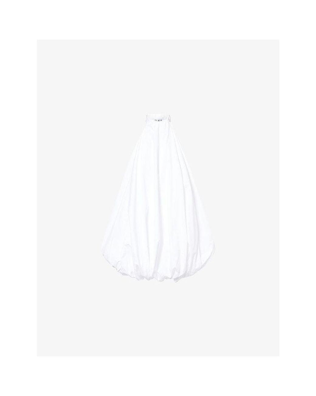 Alaïa White Balloon High-Neck Cotton Mini Dress