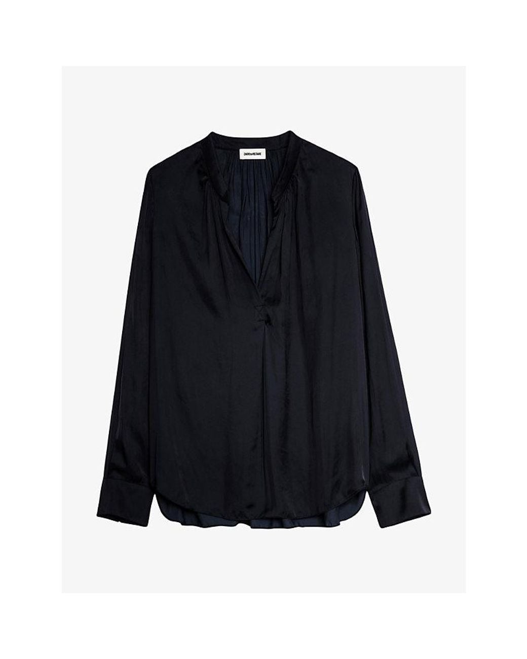 Zadig & Voltaire Blue Tink Open-Collar Satin Blouse