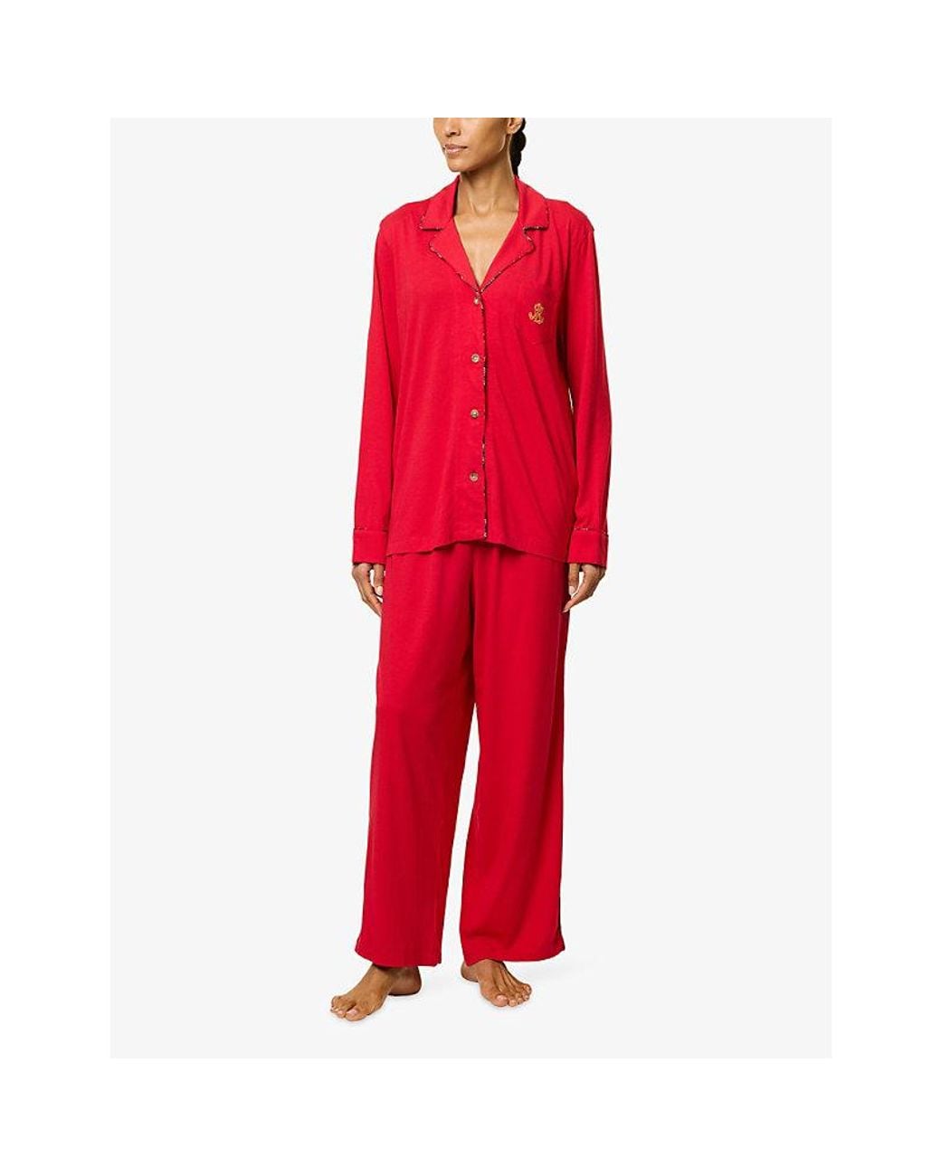 Ralph Lauren Embroidered-Logo Wide-Leg Cotton-Blend Pyjama Set