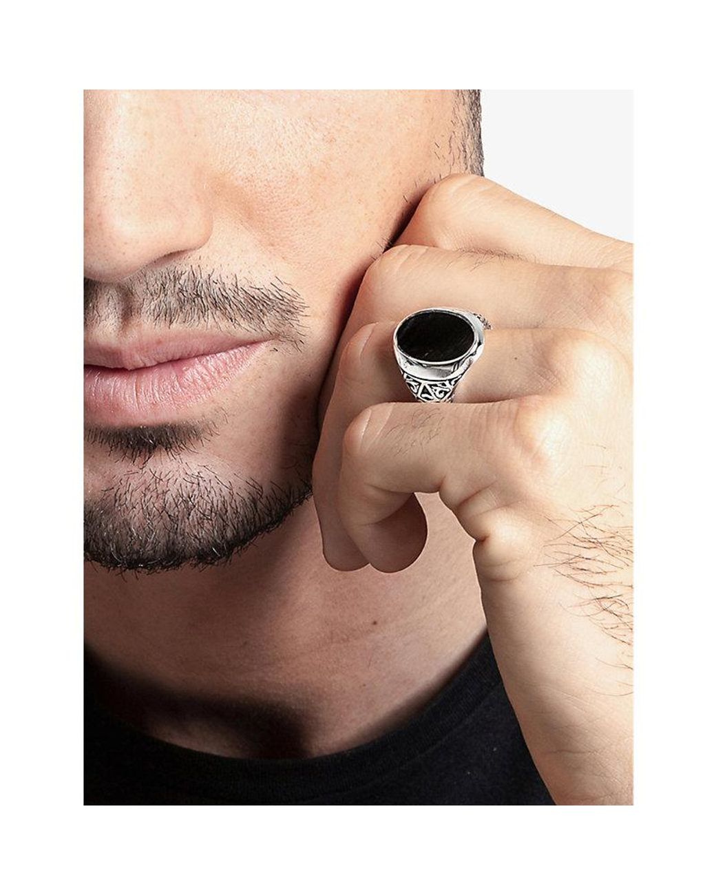 Thomas Sabo Black Oval Sterling- And Onyx Signet Ring