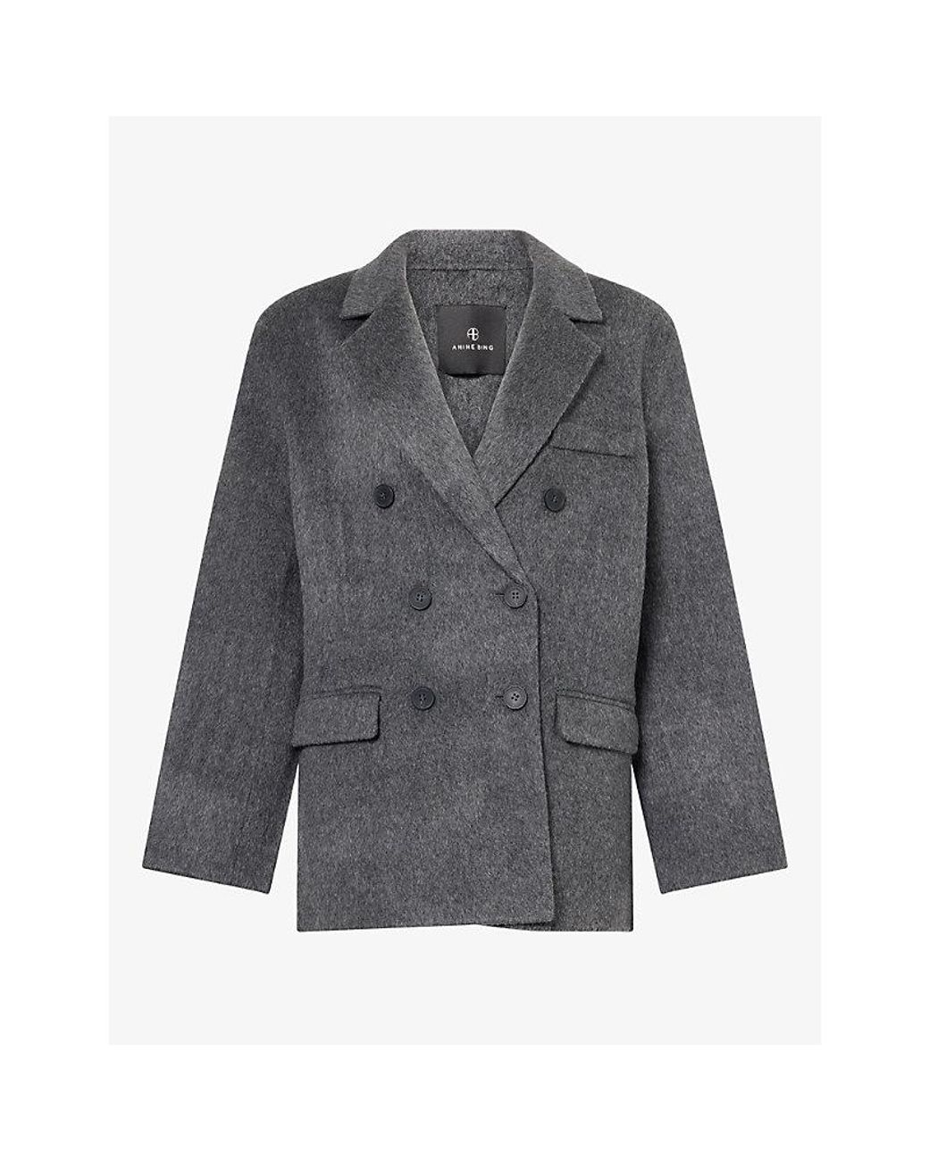 Anine Bing Gray Sali Oversized Wool Jacket