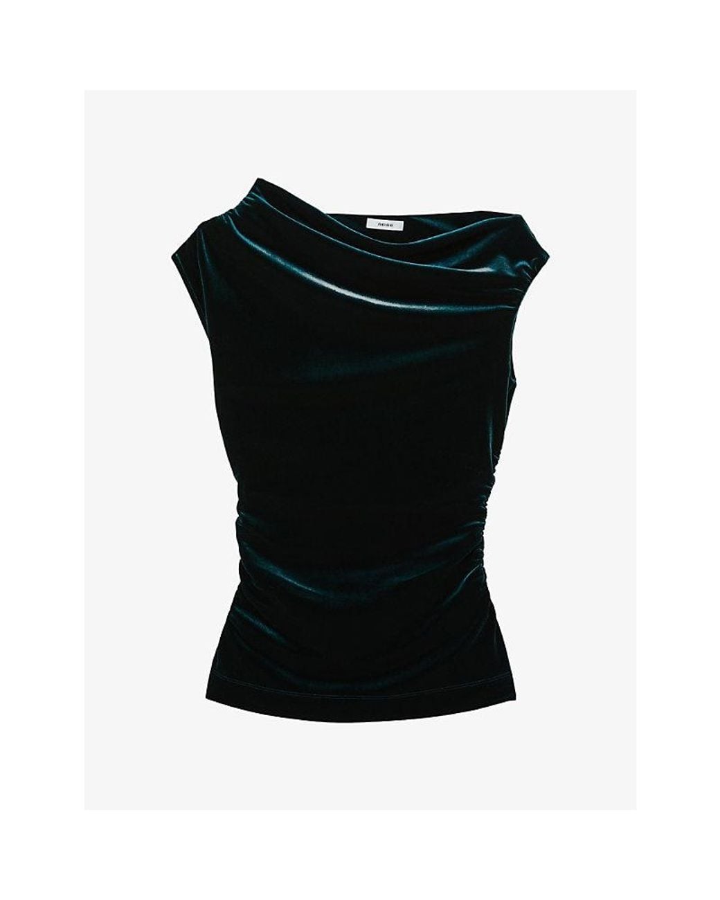 Reiss Black Demi Off-Shoulder Stretch-Velvet Top