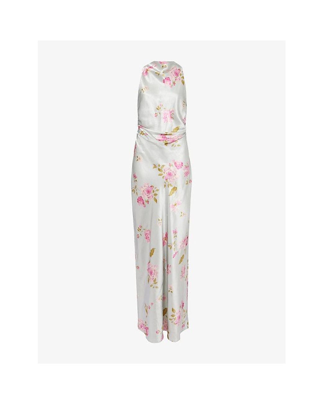 Reformation White Anaiis Floral-Print Silk Maxi Dress