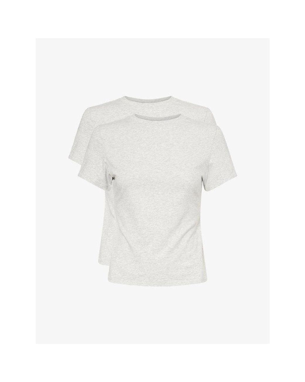 Skims White Round-Neck Pack-Of-Two Stretch-Cotton T-Shirt