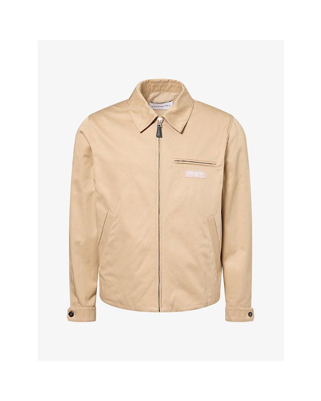 Givenchy Natural Logo-Embroidered Zip-Up Cotton Harrington Jacket for men