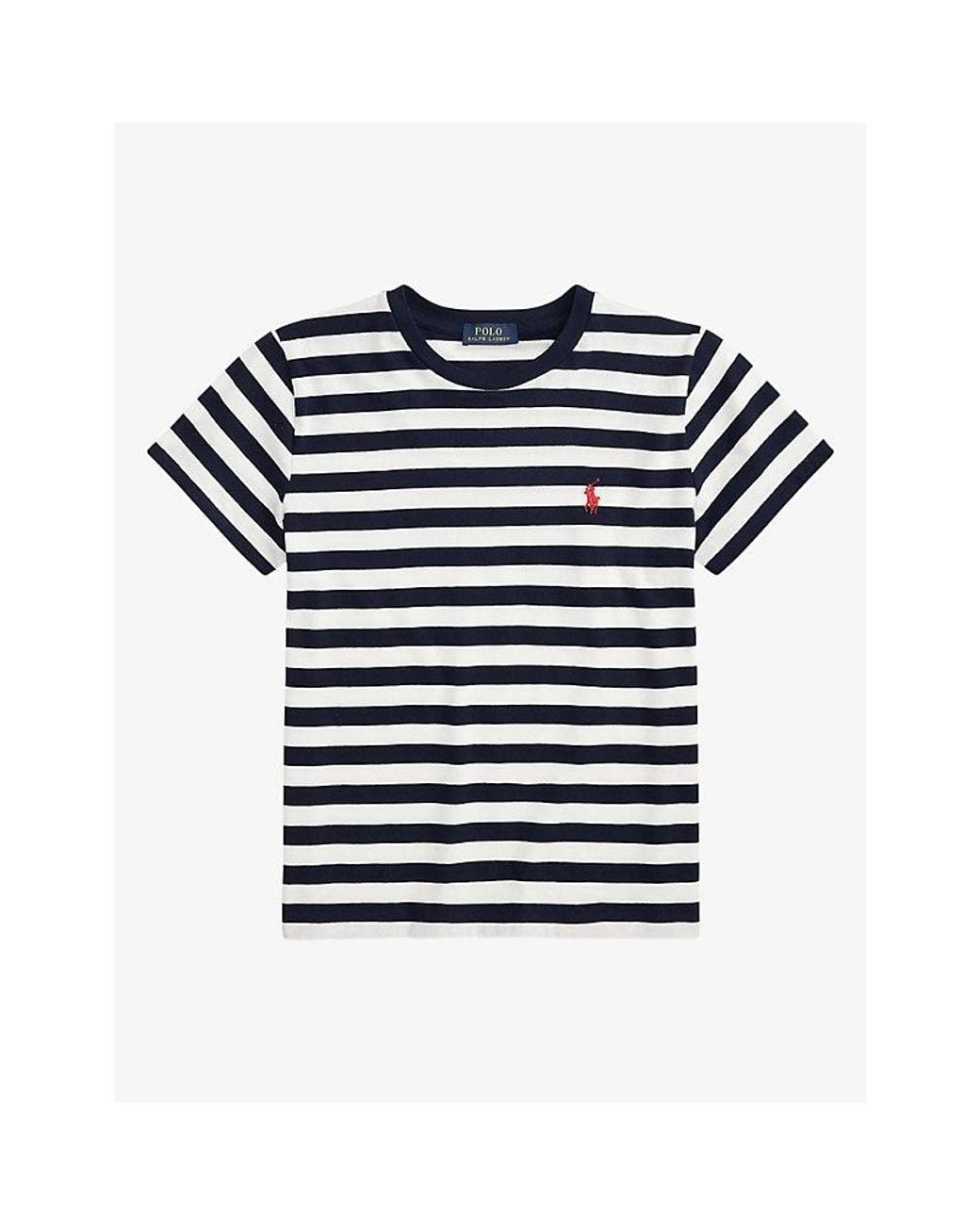 Polo Ralph Lauren Blue Stripe-Print Cotton-Jersey T-Shirt